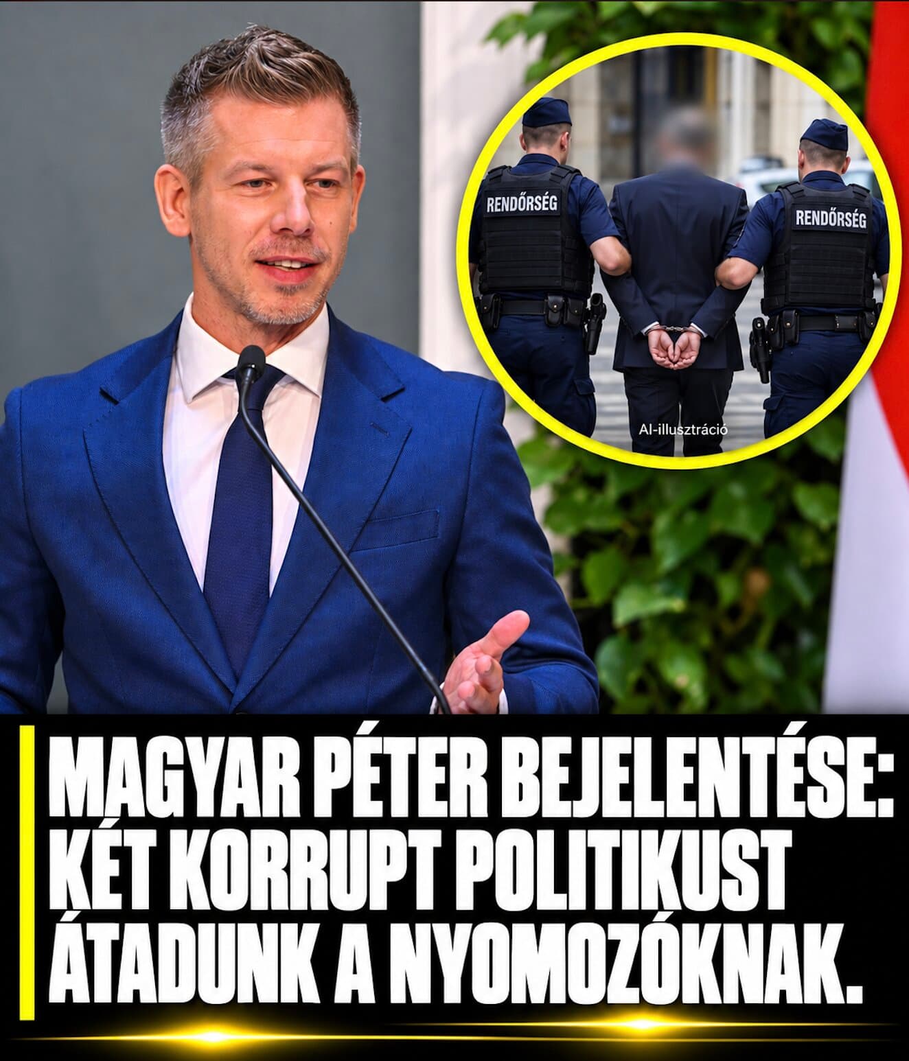 Magyar Péter bejelentése: két korrupt politikust átadunk a nyomozóknak.