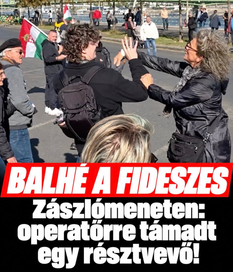Balhé a fideszes Zászlómeneten: operatőrre támadt egy résztvevő!